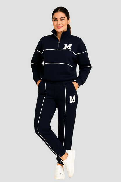 REVISION - Sportowy zestaw damski w paski z półgolfem i spodniami jogger