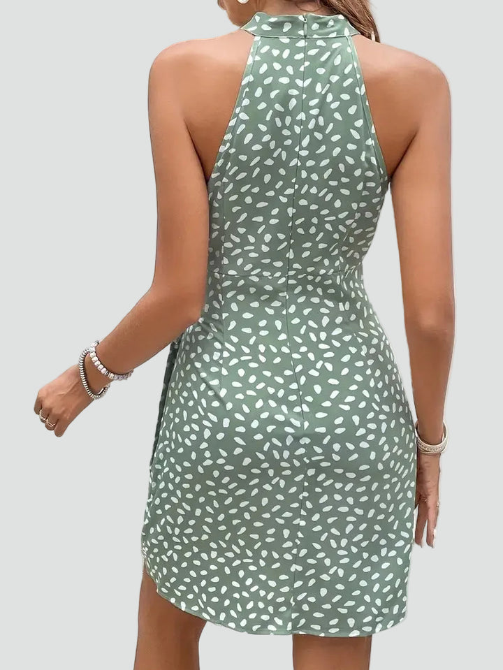 Women's summer mini halter wrap dress tied at the waist