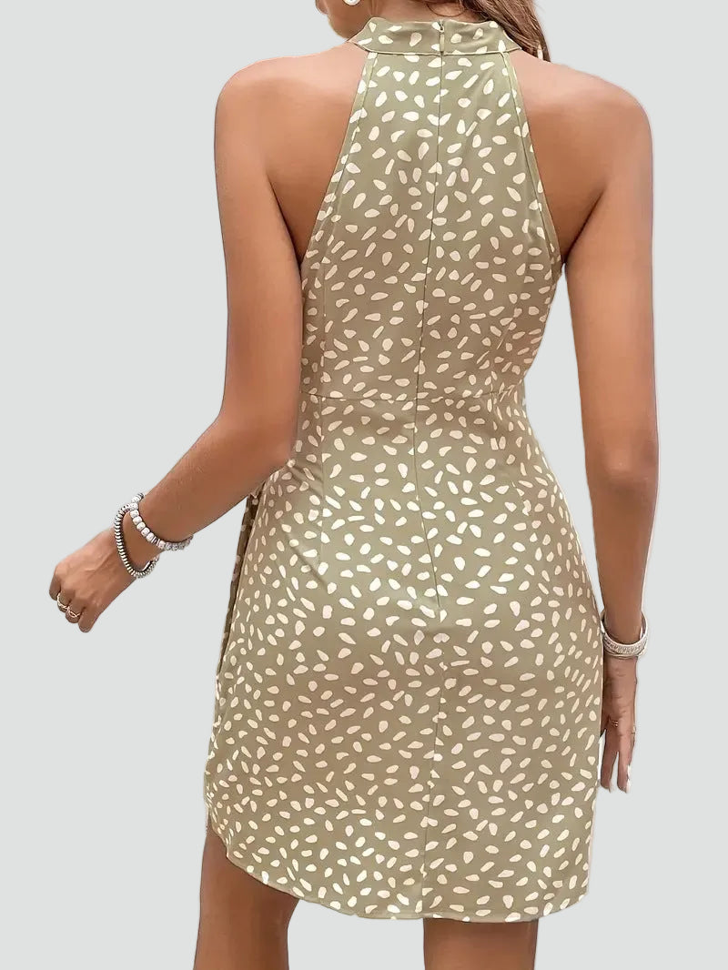 Women's summer mini halter wrap dress tied at the waist