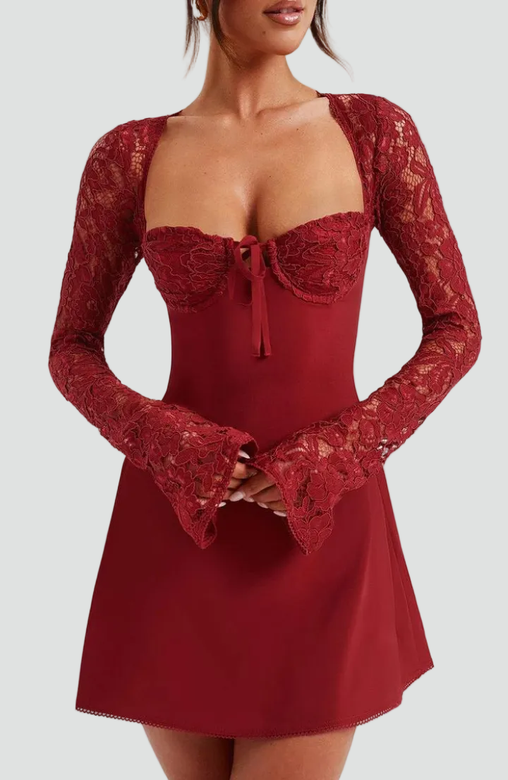 Elegancka mini sukienka damska z koronką na imprezy i wyjścia