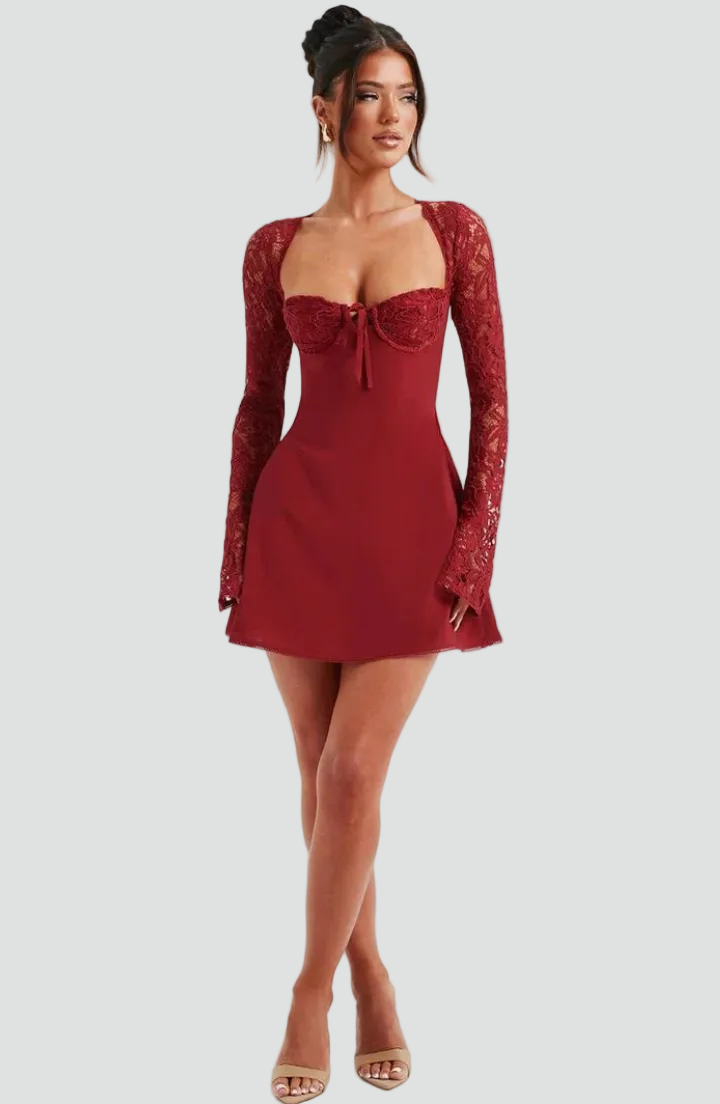 Elegancka mini sukienka damska z koronką na imprezy i wyjścia