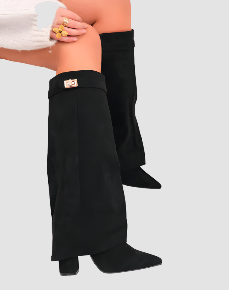 Stylowe kozaki damskie do kolan zamszowy look