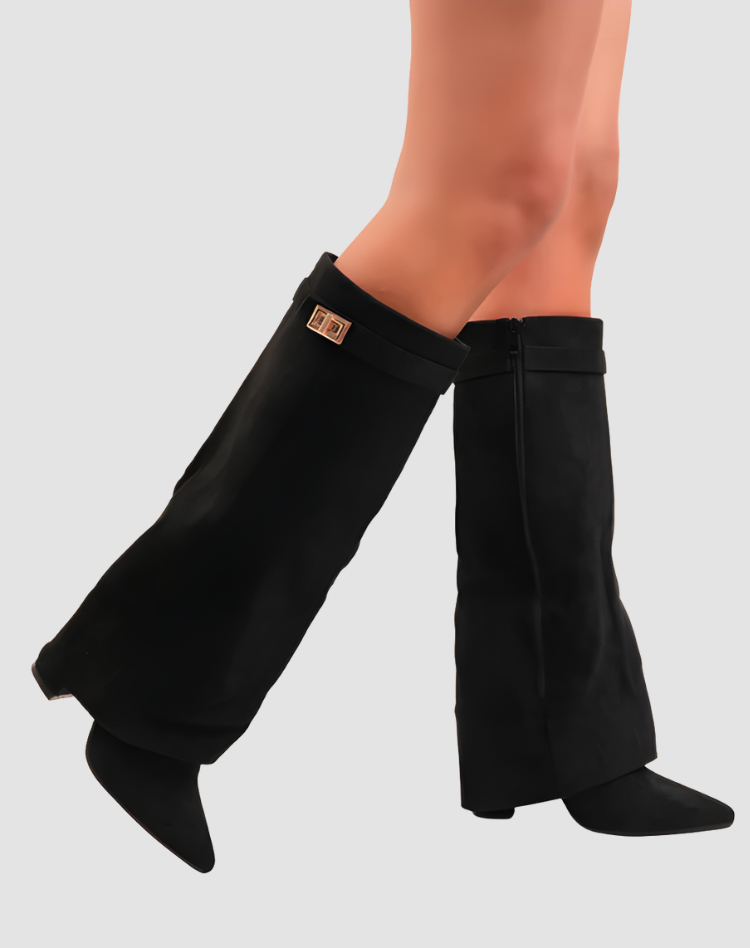 Stylowe kozaki damskie do kolan zamszowy look