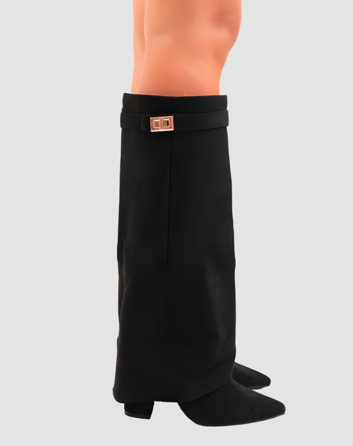 Stylowe kozaki damskie do kolan zamszowy look