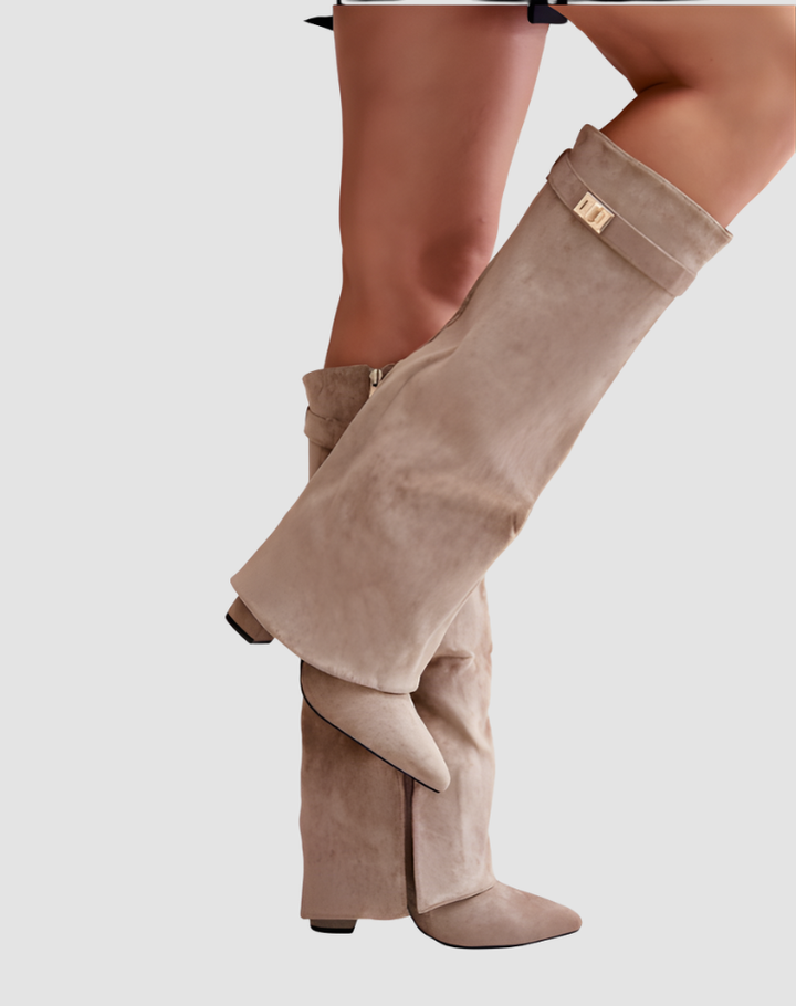 Stylowe kozaki damskie do kolan zamszowy look