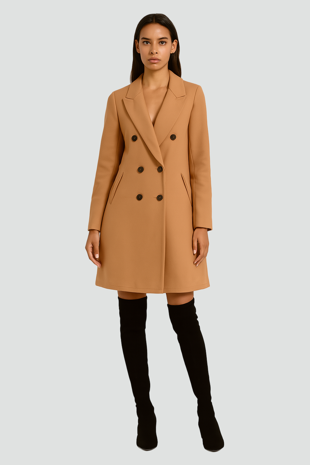 Stylowy Elegancki Damski Dwurzędowy Płaszcz oversize