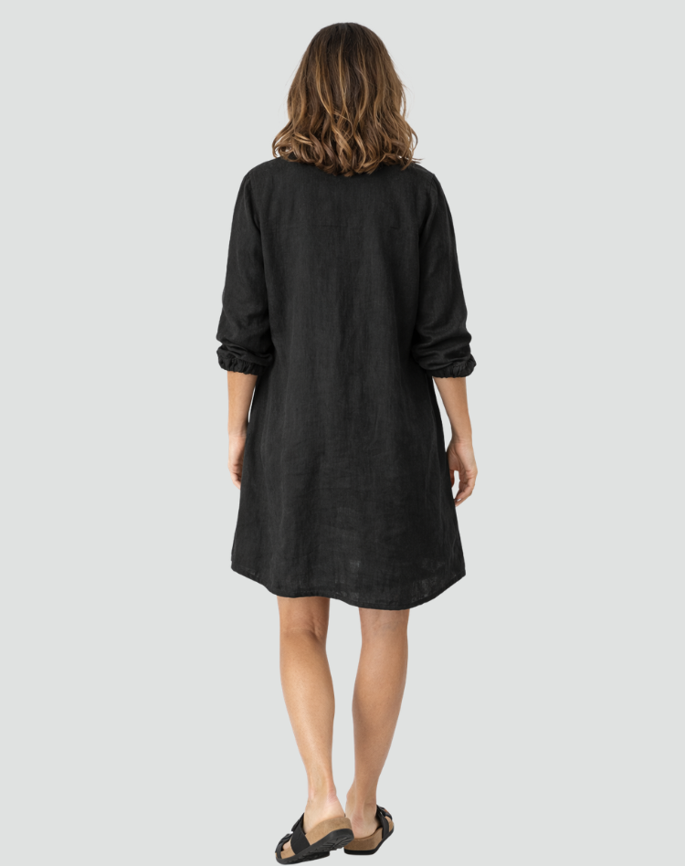 Sukienka Damska Koszulowa Szmizjerka Len Oversize Guziki Casual