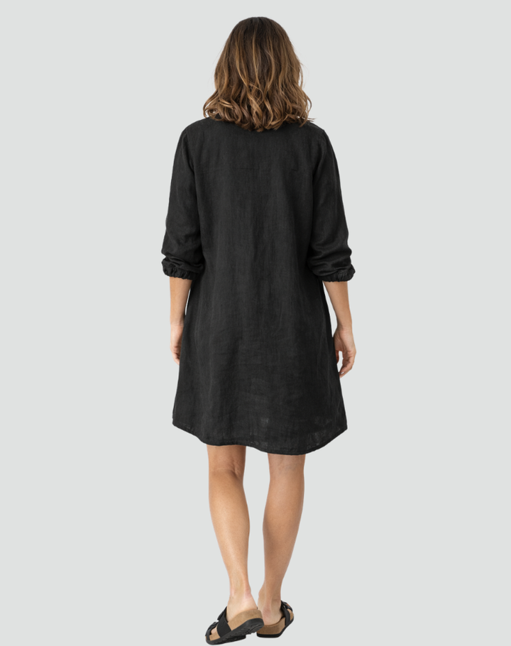 Sukienka Damska Koszulowa Szmizjerka Len Oversize Guziki Casual