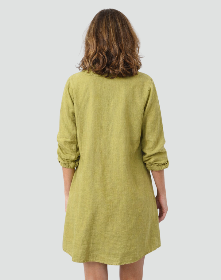 Sukienka Damska Koszulowa Szmizjerka Len Oversize Guziki Casual