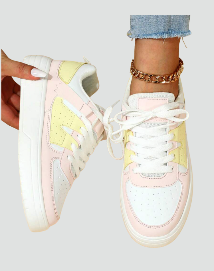 Women's Sneakers Sports Leather Platform Casual Lace-up
