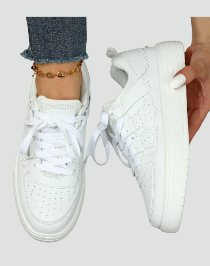 Women's Sneakers Sports Leather Platform Casual Lace-up