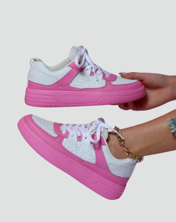 Women's Sneakers Sports Leather Platform Casual Lace-up