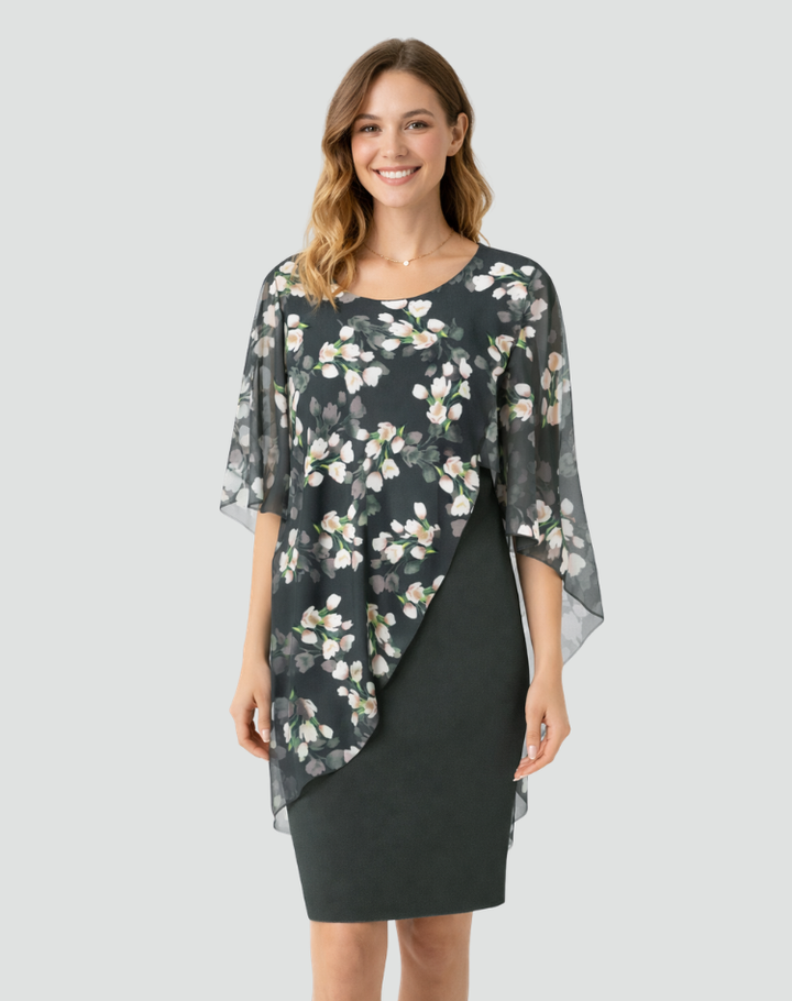 Robe midi de cérémonie avec surchemise en chiffon pour femmes