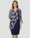 Midi formal dress with chiffon overlay for women