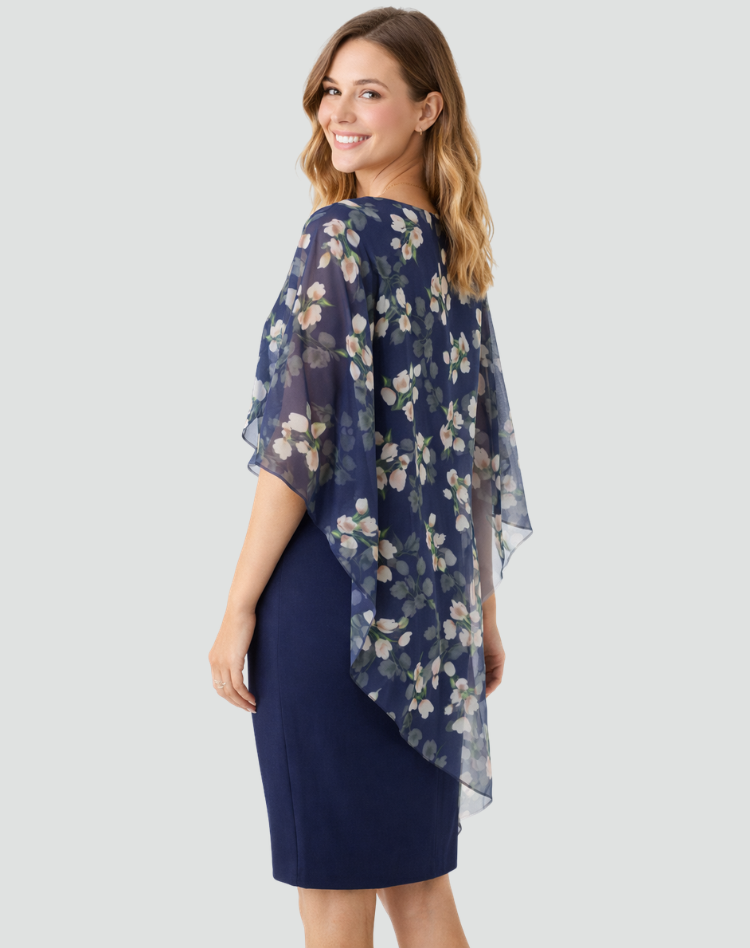 Robe midi de cérémonie avec surchemise en chiffon pour femmes