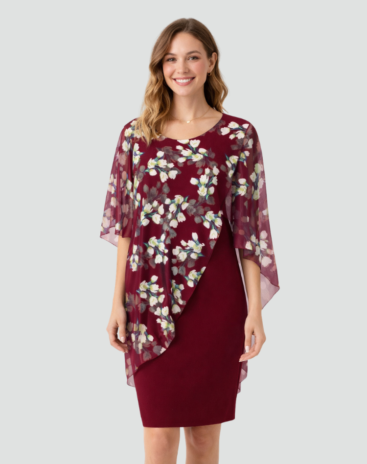 Robe midi de cérémonie avec surchemise en chiffon pour femmes