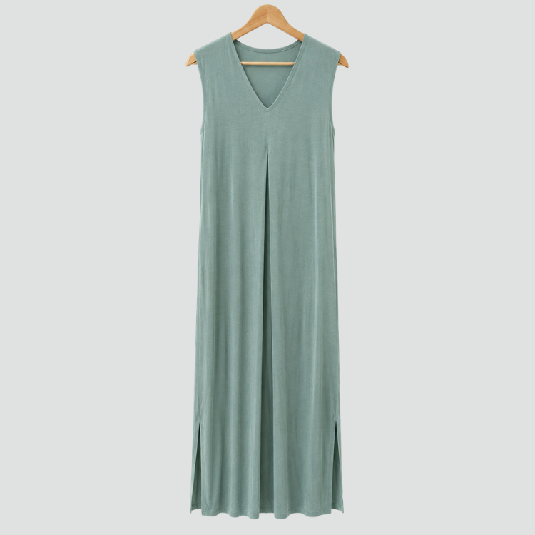 Damescompleet maxi-jurk met omslagdoek en V-hals met split