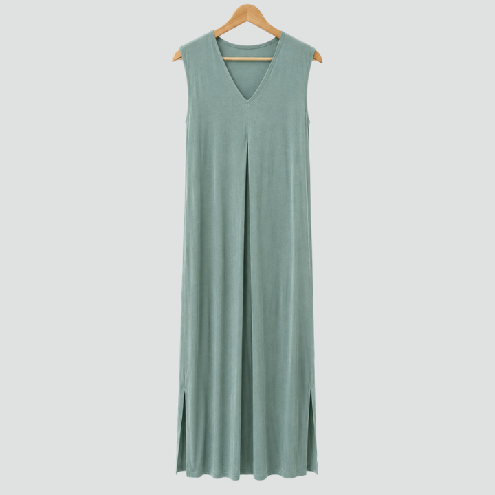 Damescompleet maxi-jurk met omslagdoek en V-hals met split