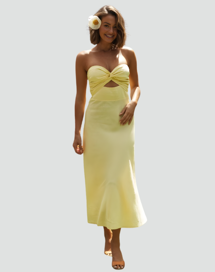 Sukienka maxi na wesele z odkrytymi plecami i dekoltem V elegancka