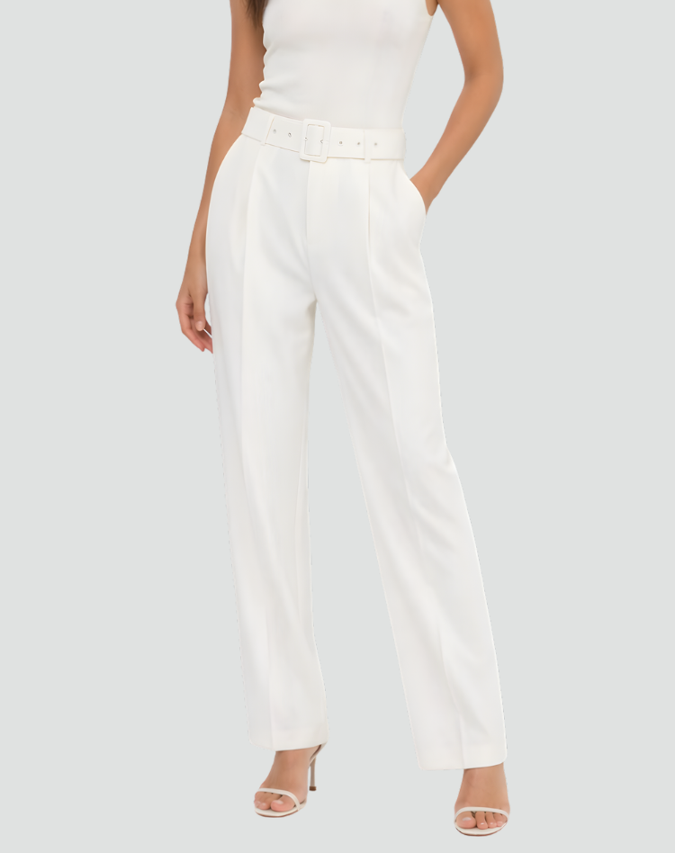 Elegant high-waisted cigarette pants with pleats