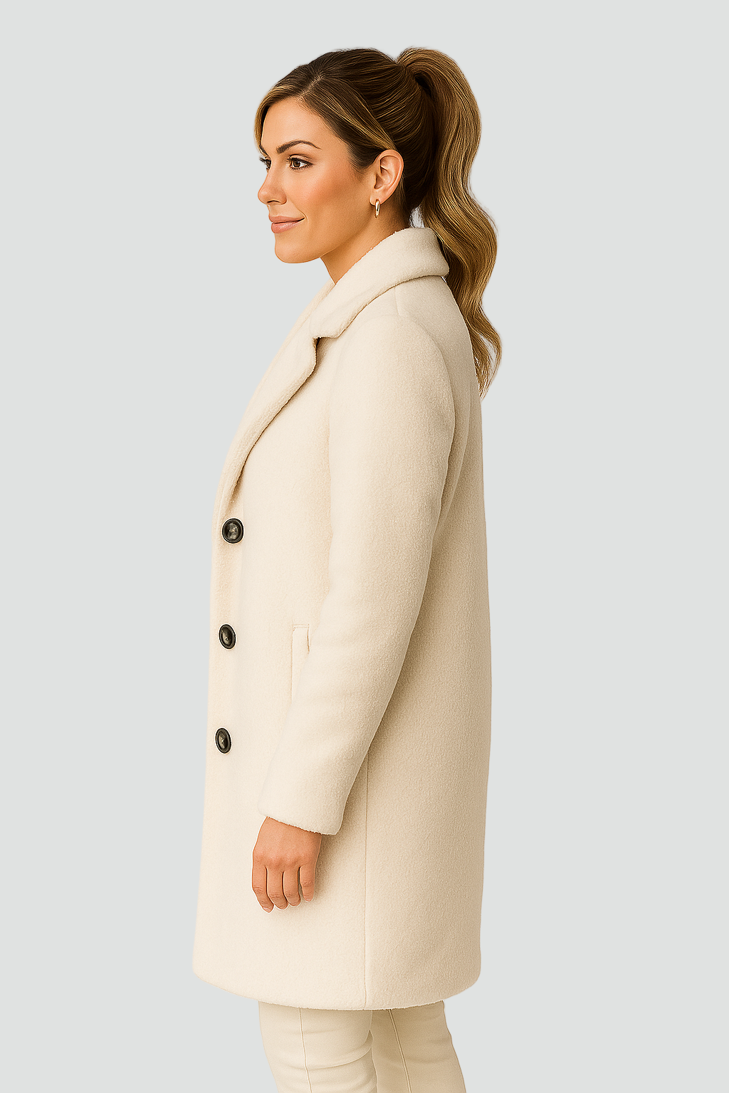 Teddy płaszcz polarowy zimowy damski z guzikami