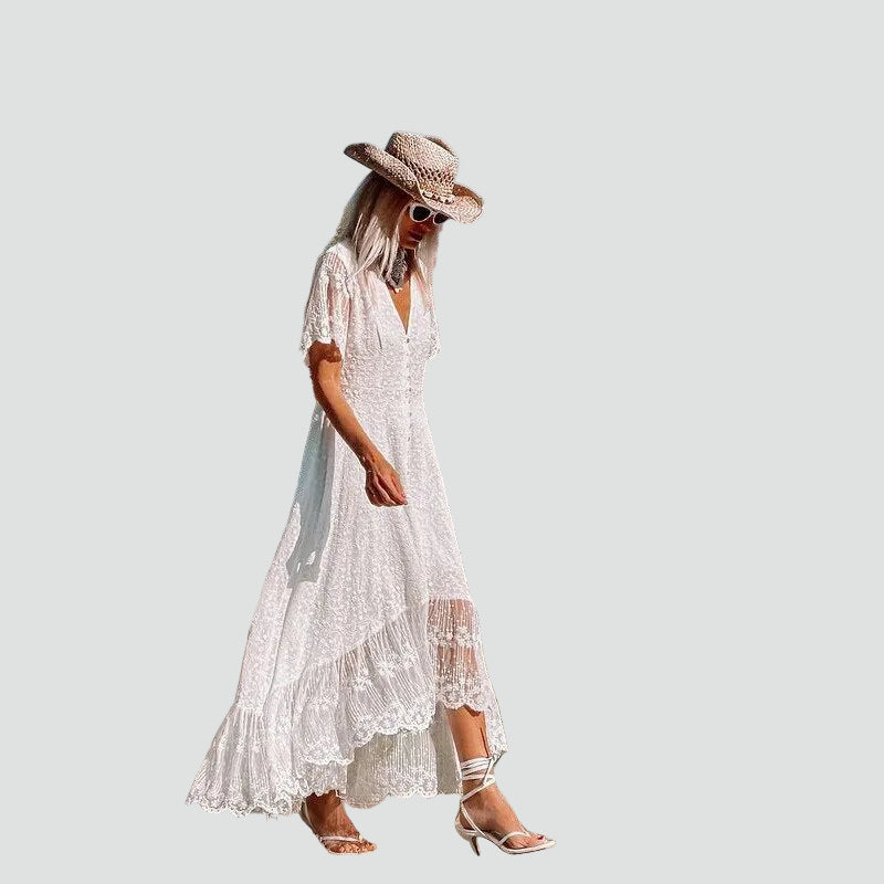 Boho damesjurk met kant en knopen, perfect voor de zomer