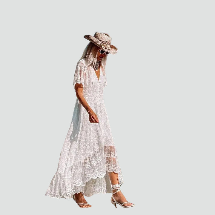 Boho damesjurk met kant en knopen, perfect voor de zomer