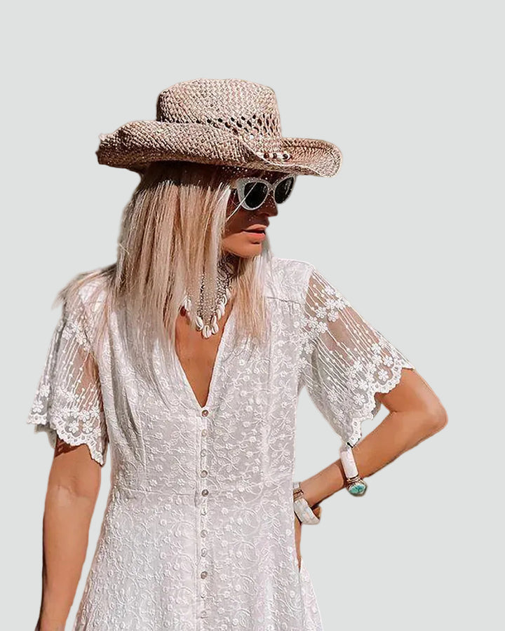 Boho damesjurk met kant en knopen, perfect voor de zomer