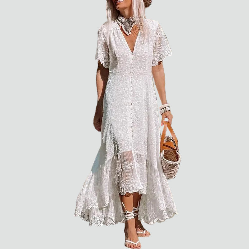 Boho damesjurk met kant en knopen, perfect voor de zomer