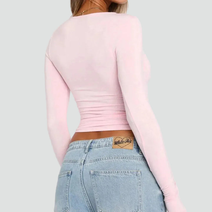 Women's Fitted Blouse Long Sleeve Basic Classic Casual Plain