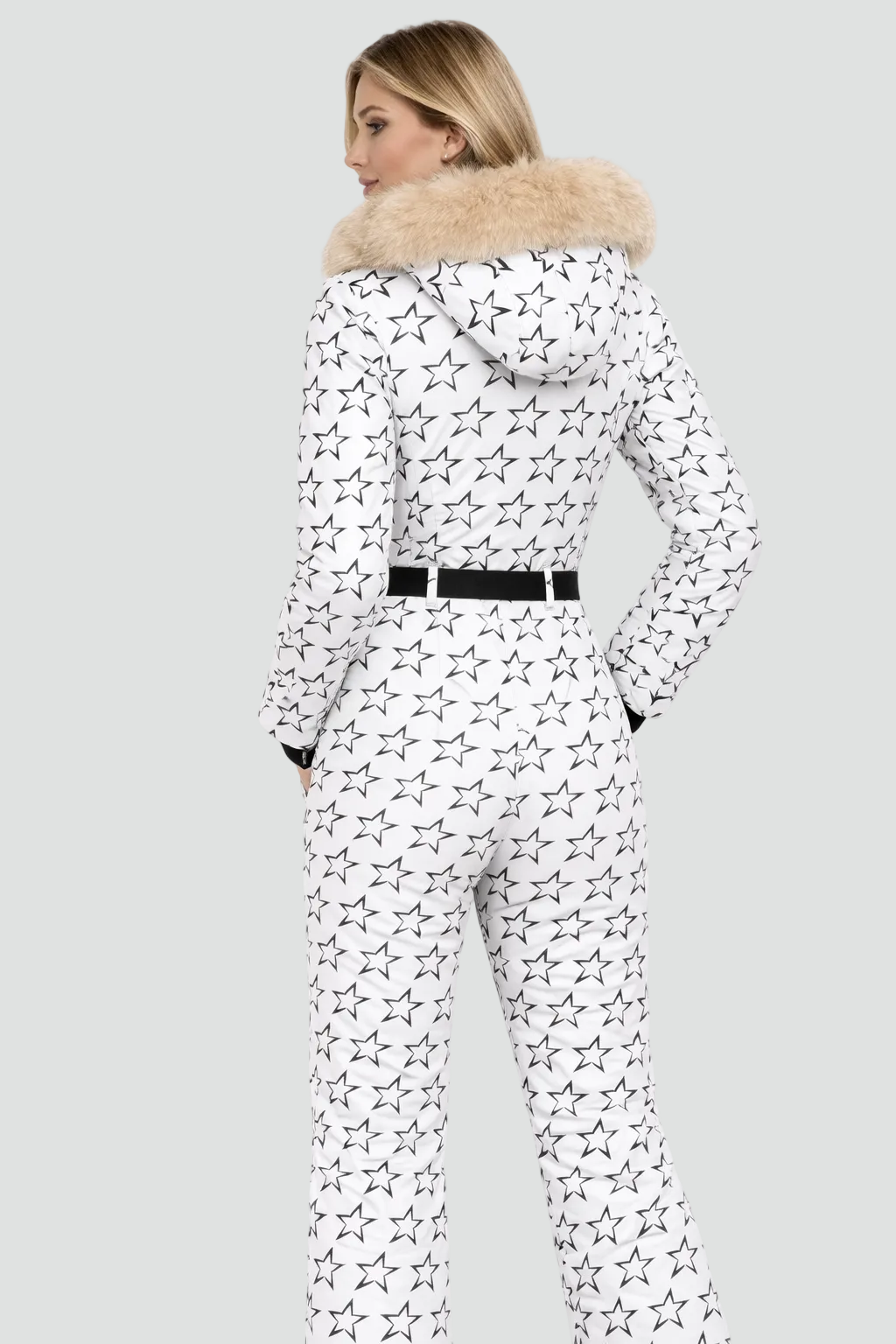 Stylowy damski kombinezon narciarski z faux fur i ochroną termiczną