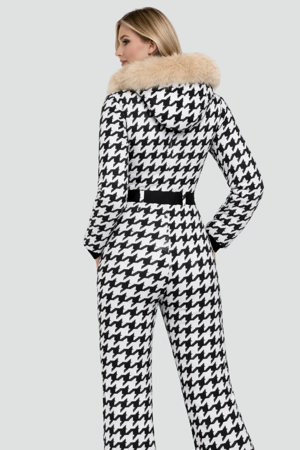 Stylowy damski kombinezon narciarski z faux fur i ochroną termiczną