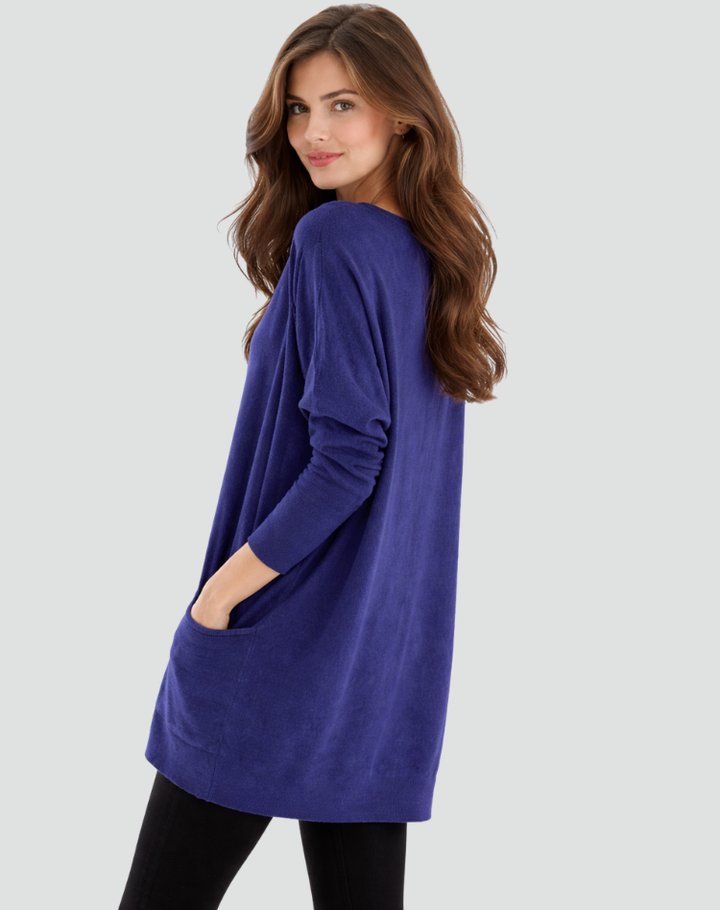 Tunika damska luźna bluzka top casual z długim rękawem