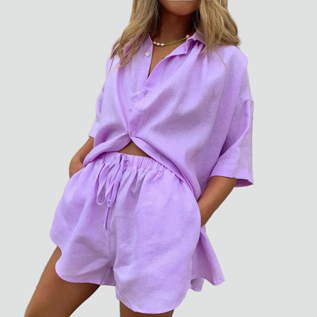 Ensemble d'été pour femme avec chemise et short pour tous les jours