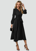 Women's midi cocktail wrap dress with belt for weddings