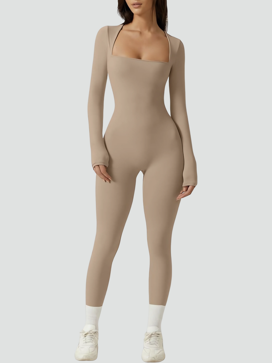 Elegancki kombinezon damski bodycon z długim rękawem