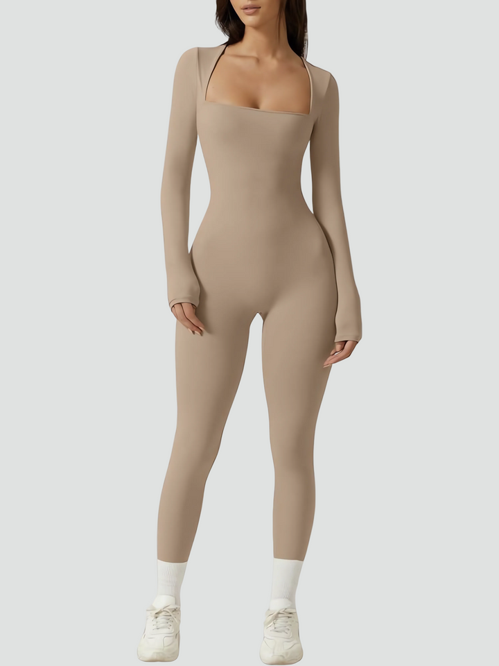 Elegancki kombinezon damski bodycon z długim rękawem