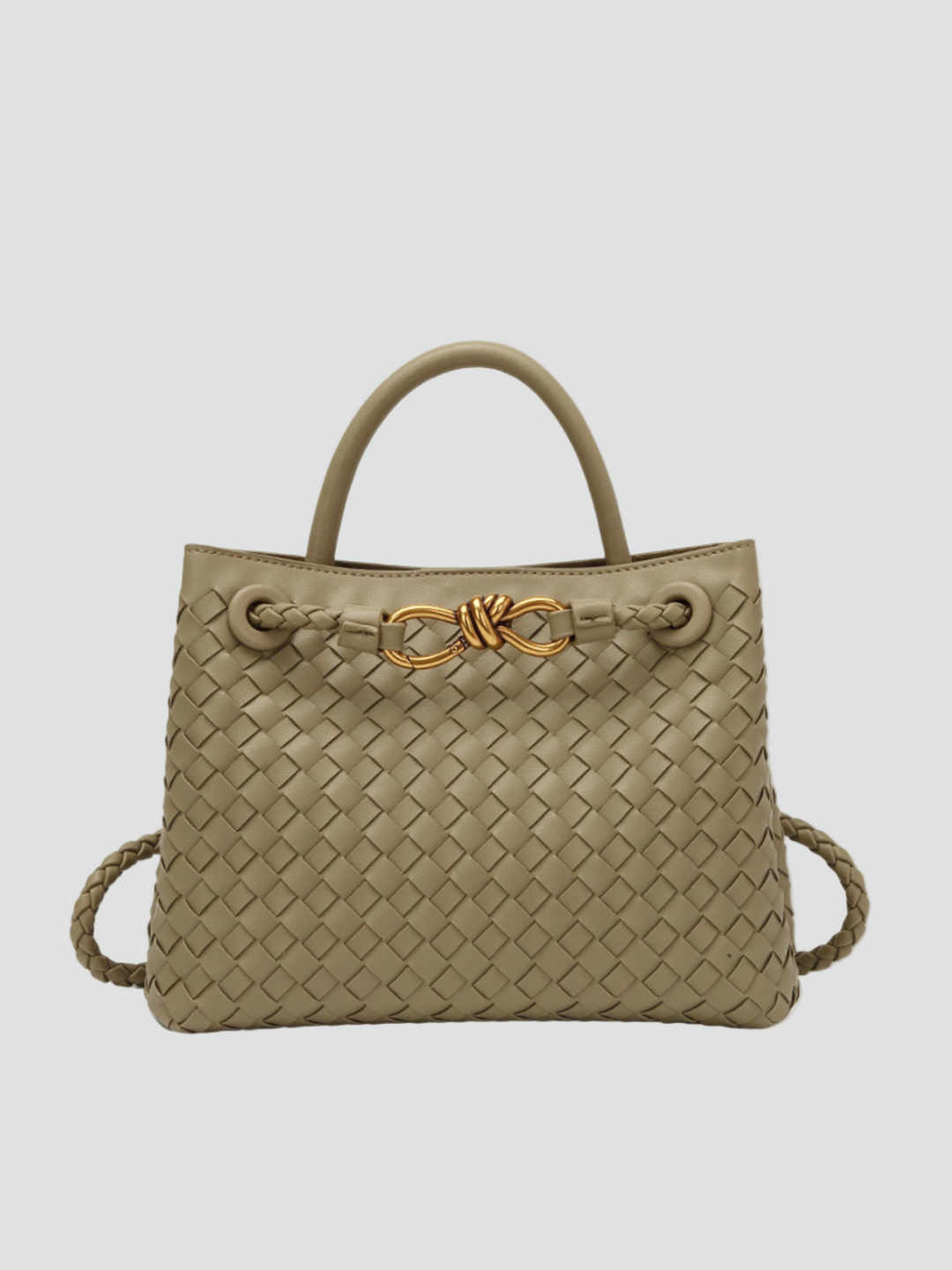 Pleciona damska torebka kuferek na ramię z paskiem