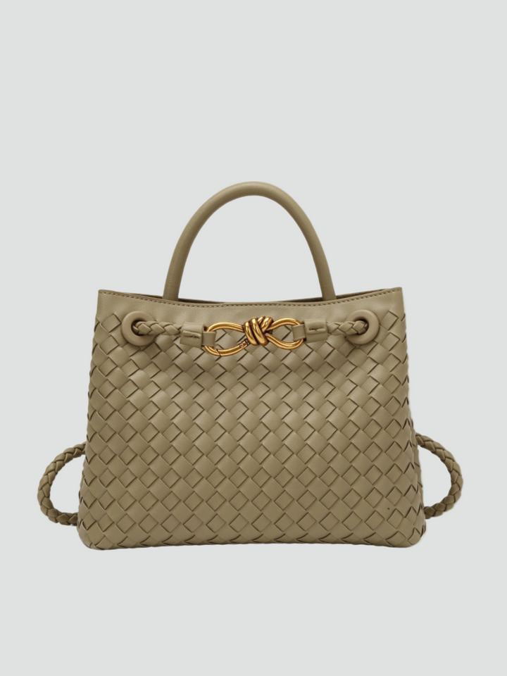 Pleciona damska torebka kuferek na ramię z paskiem