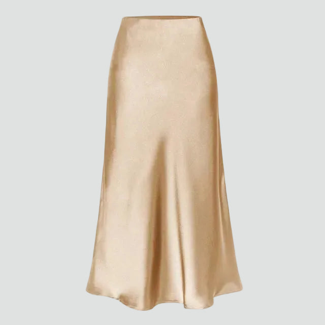 Women's trapeze midi skirt with slit for special occasions