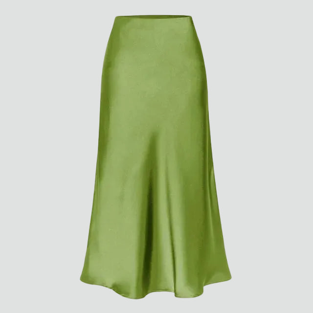 Women's trapeze midi skirt with slit for special occasions