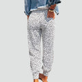 Pantalon jogger léger à motif léopard avec lien à la taille