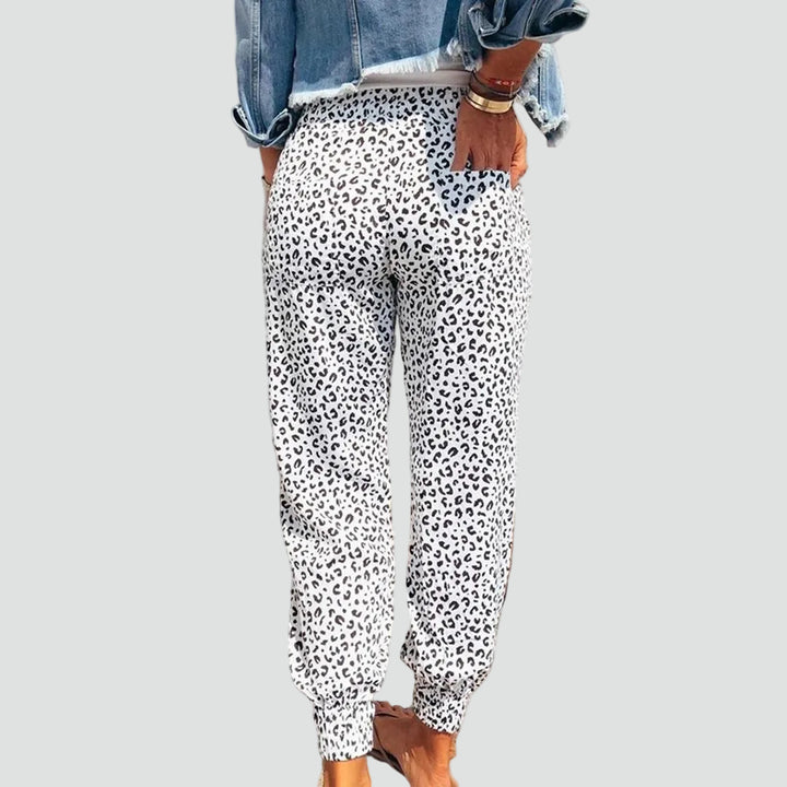 Lightweight leopard print jogger pants with a drawstring waist
