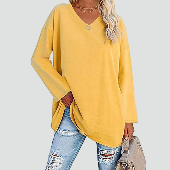 Miękki oversize sweter damski z dekoltem V na co dzień