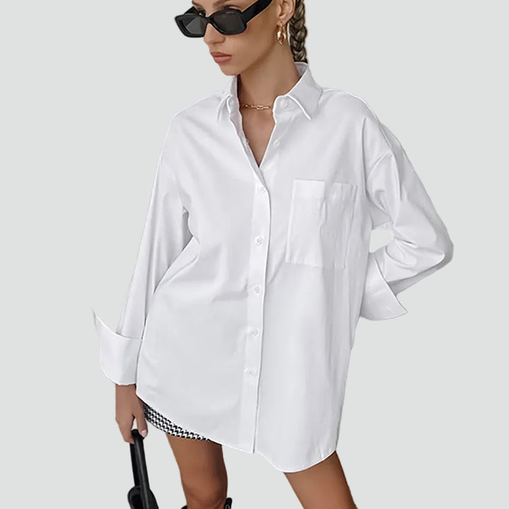 White cotton oversized shirt with a loose fit