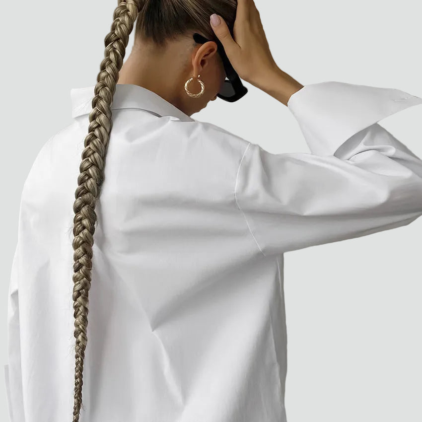 White cotton oversized shirt with a loose fit