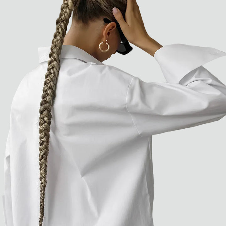 White cotton oversized shirt with a loose fit