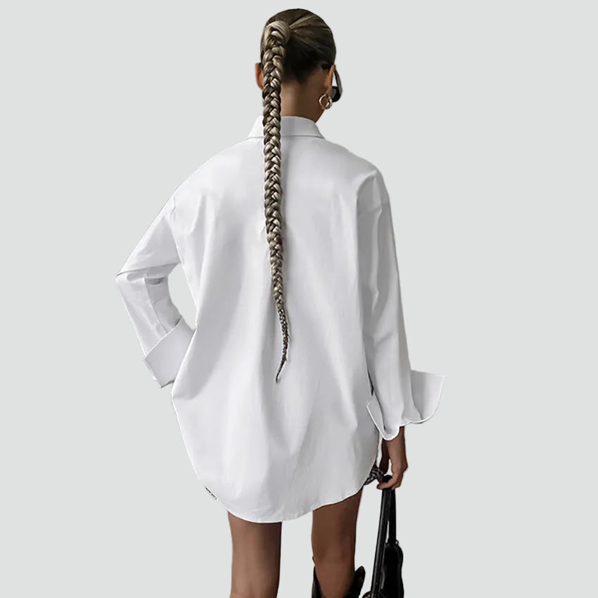 White cotton oversized shirt with a loose fit