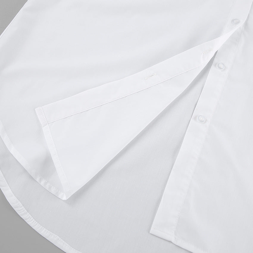 White cotton oversized shirt with a loose fit