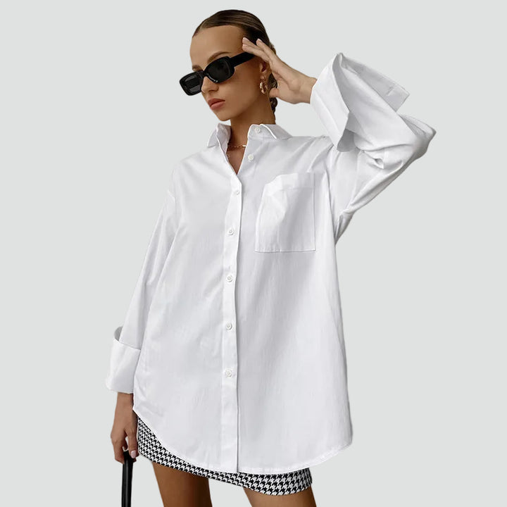 White cotton oversized shirt with a loose fit